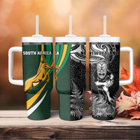 New Zealand and South Africa Rugby Tumbler With Handle Silver Fern Protea Pattern - Wonder Print Shop