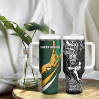 New Zealand and South Africa Rugby Tumbler With Handle Silver Fern Protea Pattern - Wonder Print Shop