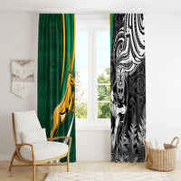 Custom New Zealand and South Africa Rugby Window Curtain Silver Fern Protea Pattern World Cup 2023 - Wonder Print Shop