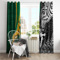 Custom New Zealand and South Africa Rugby Window Curtain Silver Fern Protea Pattern World Cup 2023 - Wonder Print Shop
