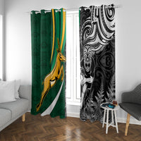 Custom New Zealand and South Africa Rugby Window Curtain Silver Fern Protea Pattern World Cup 2023 - Wonder Print Shop