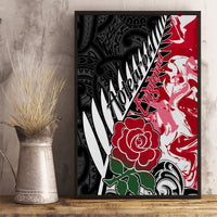 Custom New Zealand and England Rugby Canvas Wall Art Silver Fern With Red Rose World Cup 2023 - Wonder Print Shop