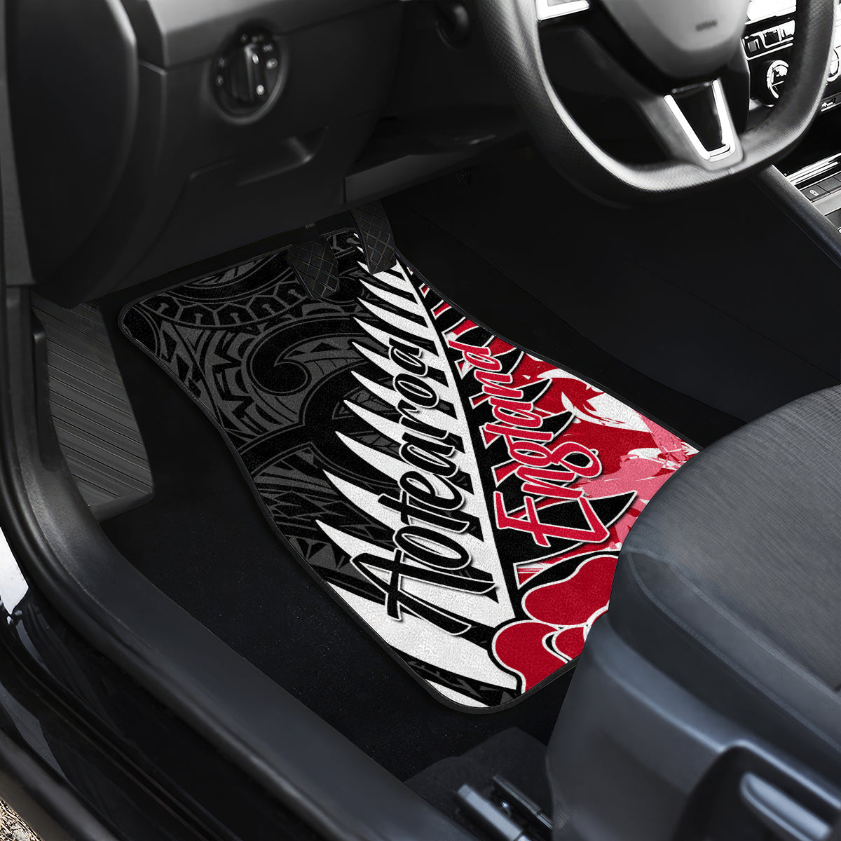 Custom New Zealand and England Rugby Car Mats Silver Fern With Red Rose World Cup 2023 - Wonder Print Shop