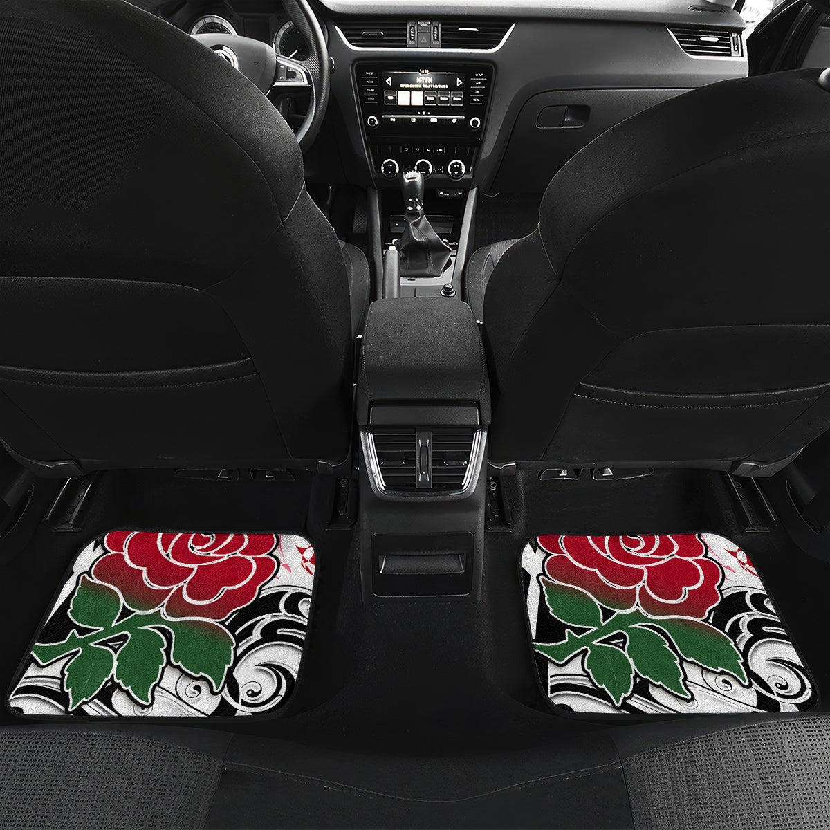 Custom New Zealand and England Rugby Car Mats Silver Fern With Red Rose World Cup 2023 - Wonder Print Shop