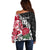 Custom New Zealand and England Rugby Off Shoulder Sweater Silver Fern With Red Rose World Cup 2023 - Wonder Print Shop