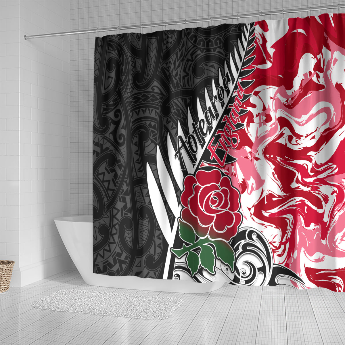 custom-new-zealand-and-england-rugby-shower-curtain-silver-fern-with-red-rose-world-cup-2023