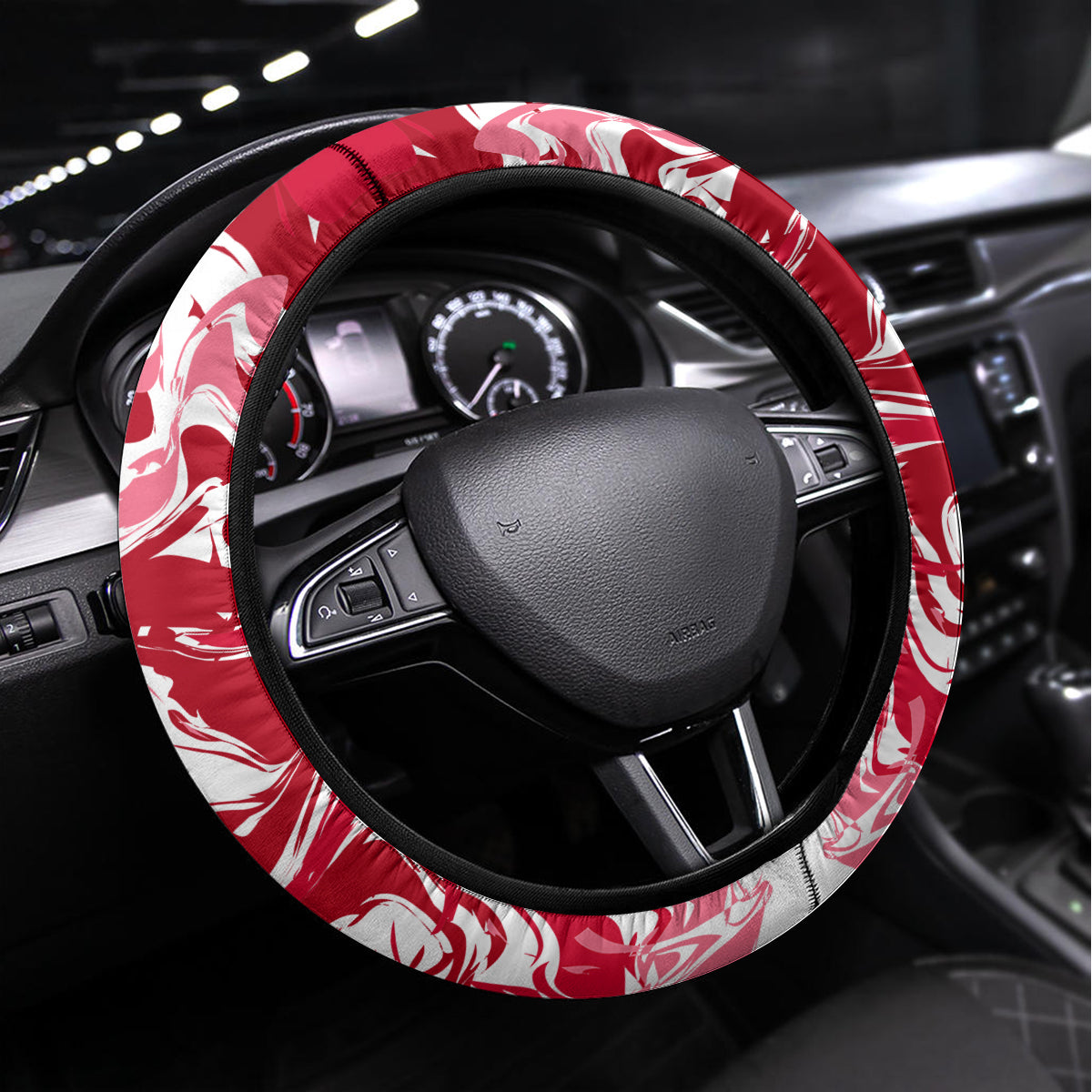 New Zealand and England Rugby Steering Wheel Cover Silver Fern With Red Rose World Cup 2023 - Wonder Print Shop