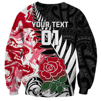Custom New Zealand and England Rugby Sweatshirt Silver Fern With Red Rose World Cup 2023 - Wonder Print Shop