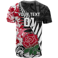 Custom New Zealand and England Rugby T Shirt Silver Fern With Red Rose World Cup 2023 - Wonder Print Shop