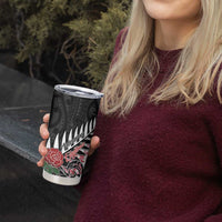 New Zealand and England Rugby Tumbler Cup Silver Fern With Red Rose - Wonder Print Shop