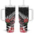 New Zealand and England Rugby Tumbler With Handle Silver Fern With Red Rose - Wonder Print Shop