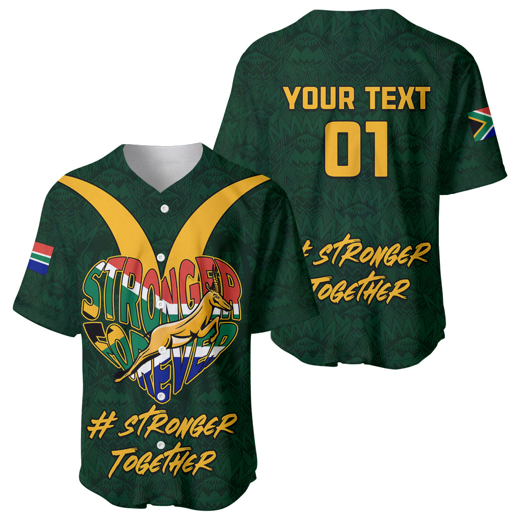 Custom South Africa Rugby Baseball Jersey Stronger Together Stronger Forever Bokke World Cup 2023 - Wonder Print Shop