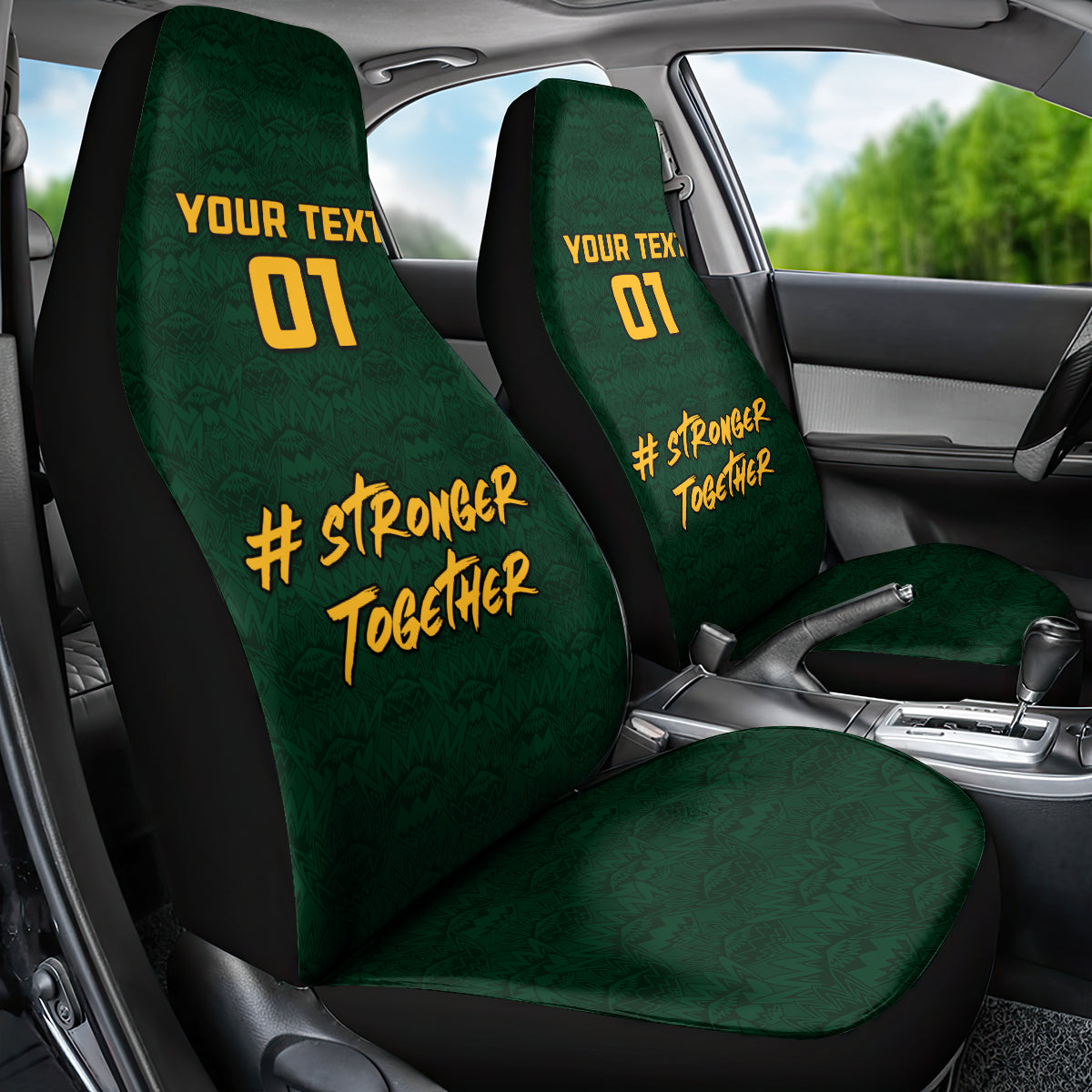 Custom South Africa Rugby Car Seat Cover Stronger Together Stronger Forever Bokke World Cup 2023 - Wonder Print Shop