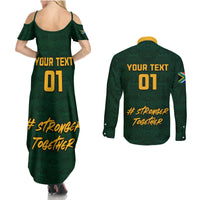 Custom South Africa Rugby Couples Matching Summer Maxi Dress and Long Sleeve Button Shirt Stronger Together Stronger Forever Bokke World Cup 2023 - Wonder Print Shop