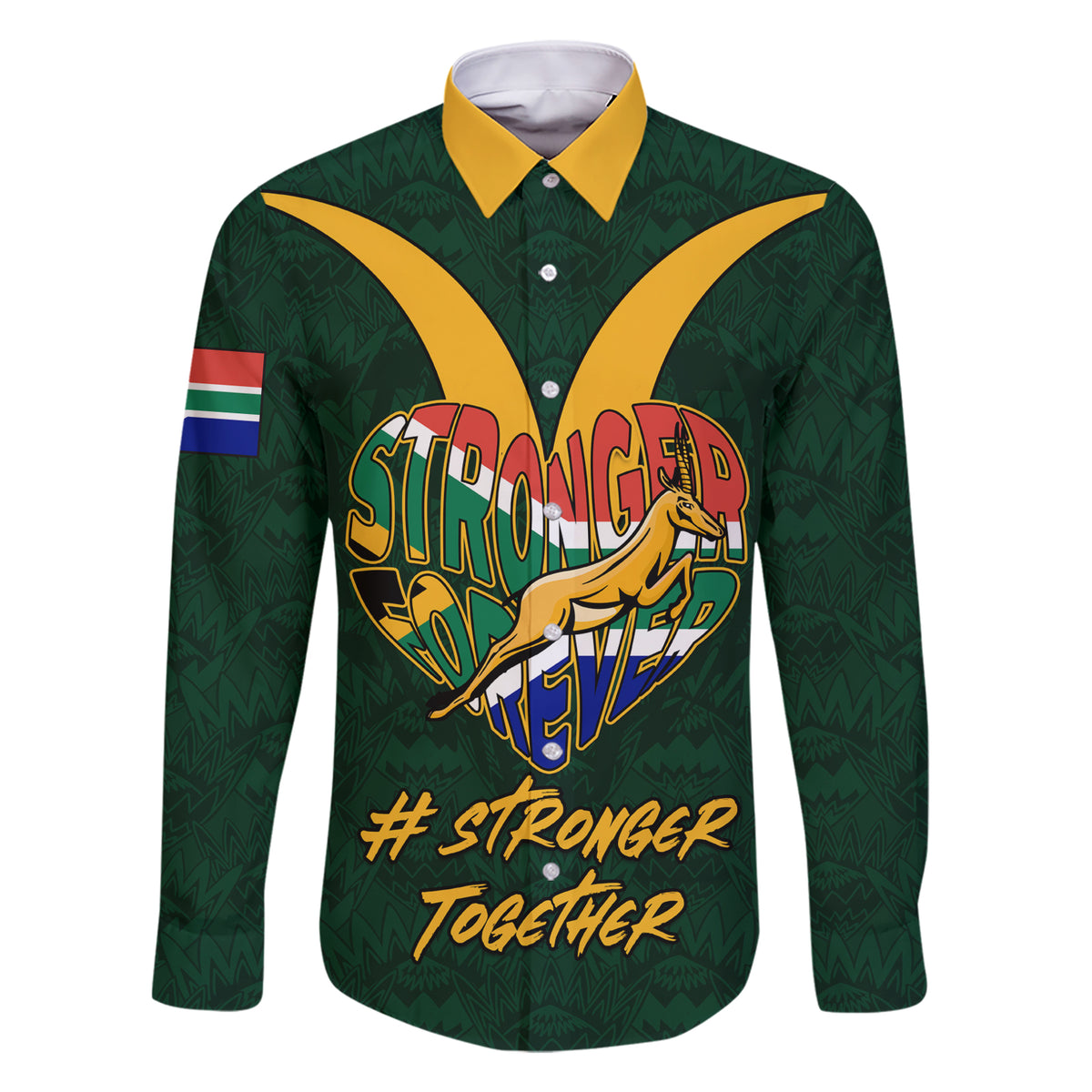 Custom South Africa Rugby Family Matching Short Sleeve Bodycon Dress and Hawaiian Shirt Stronger Together Stronger Forever Bokke World Cup 2023 - Wonder Print Shop