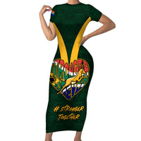 Custom South Africa Rugby Family Matching Short Sleeve Bodycon Dress and Hawaiian Shirt Stronger Together Stronger Forever Bokke World Cup 2023 - Wonder Print Shop