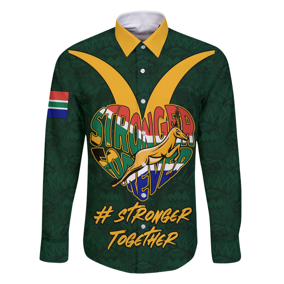 Custom South Africa Rugby Family Matching Tank Maxi Dress and Hawaiian Shirt Stronger Together Stronger Forever Bokke World Cup 2023 - Wonder Print Shop