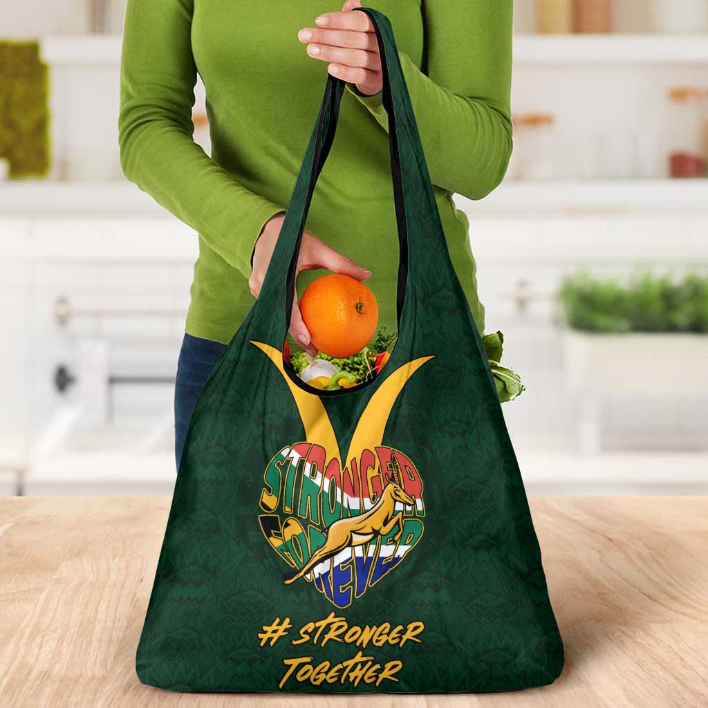 Custom South Africa Rugby Grocery Bag Stronger Together Stronger Forever Bokke World Cup 2023