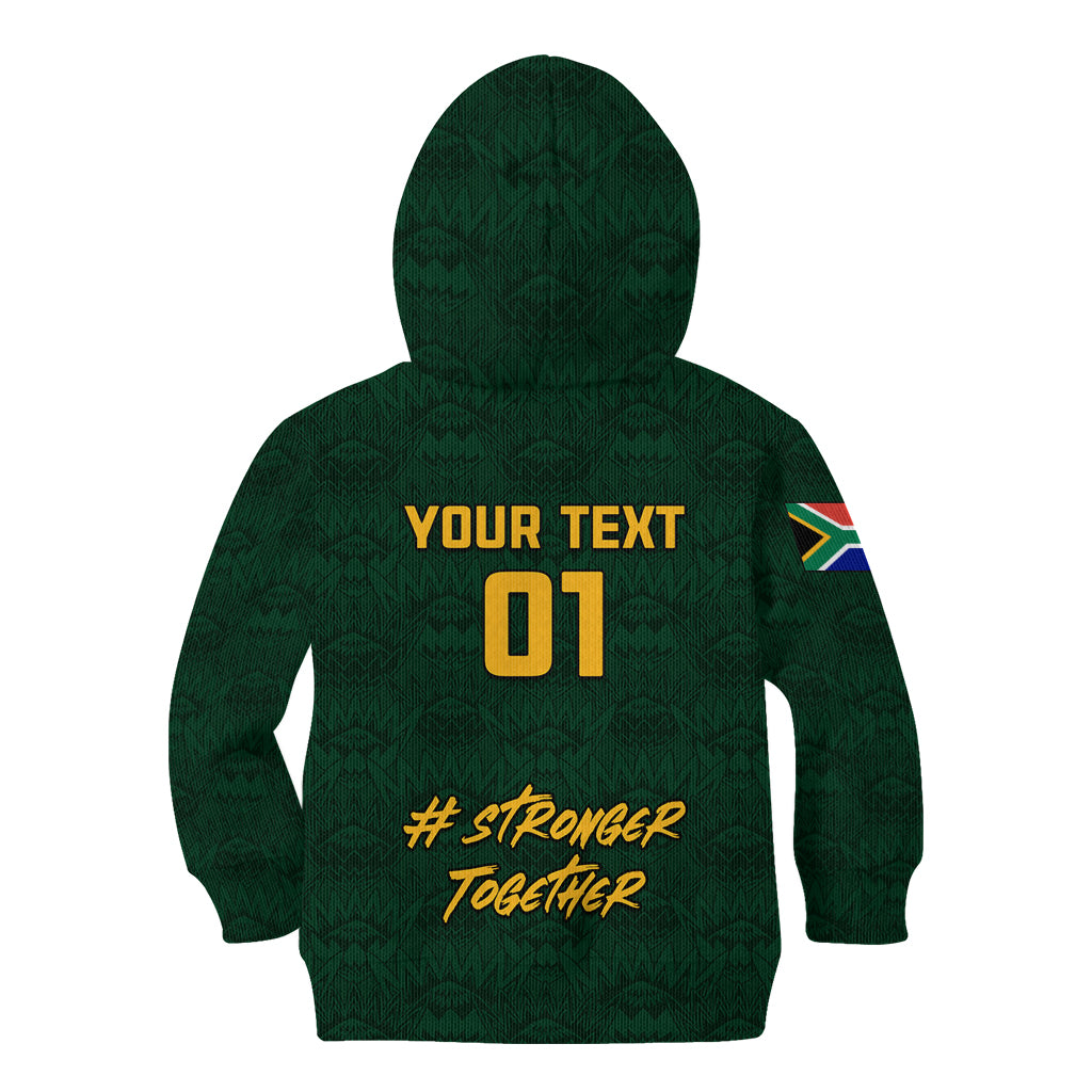 Custom South Africa Rugby Kid Hoodie Stronger Together Stronger Forever Bokke World Cup 2023 - Wonder Print Shop