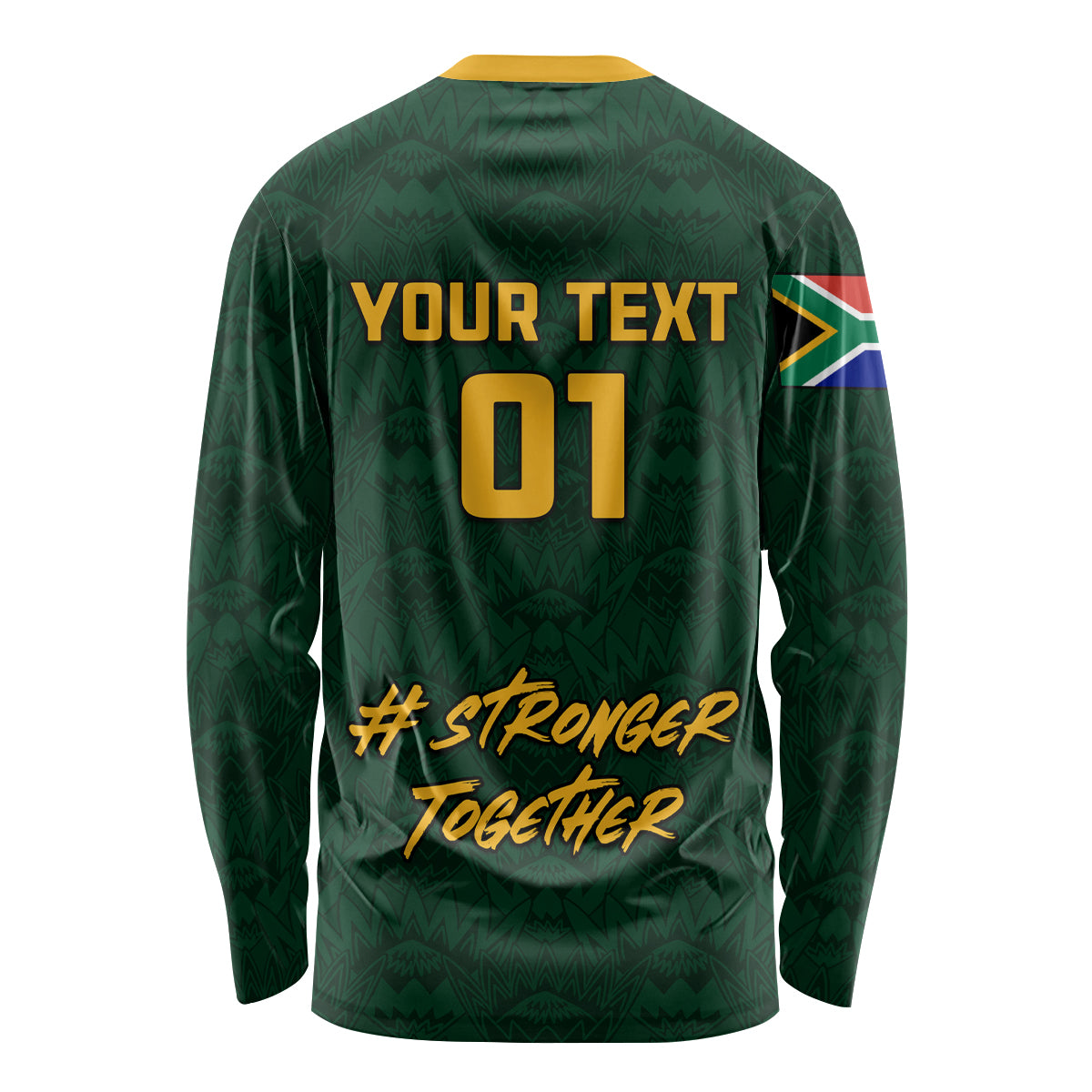Custom South Africa Rugby Long Sleeve Shirt Stronger Together Stronger Forever Bokke World Cup 2023 - Wonder Print Shop