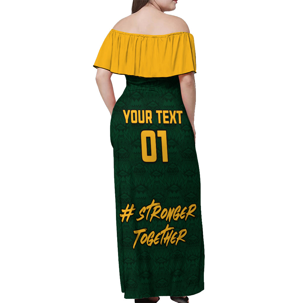 Custom South Africa Rugby Off Shoulder Maxi Dress Stronger Together Stronger Forever Bokke World Cup 2023 - Wonder Print Shop