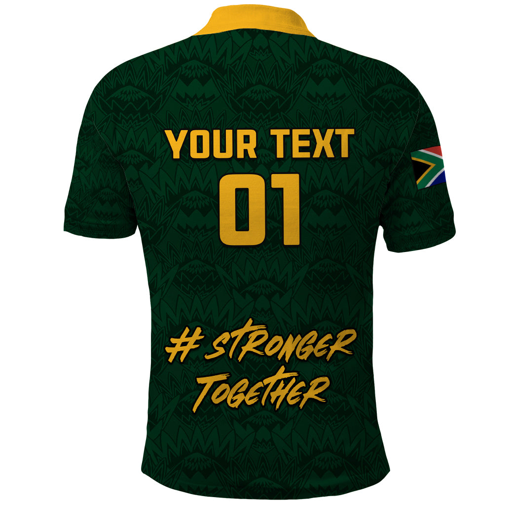 Custom South Africa Rugby Polo Shirt Stronger Together Stronger Forever Bokke World Cup 2023 - Wonder Print Shop
