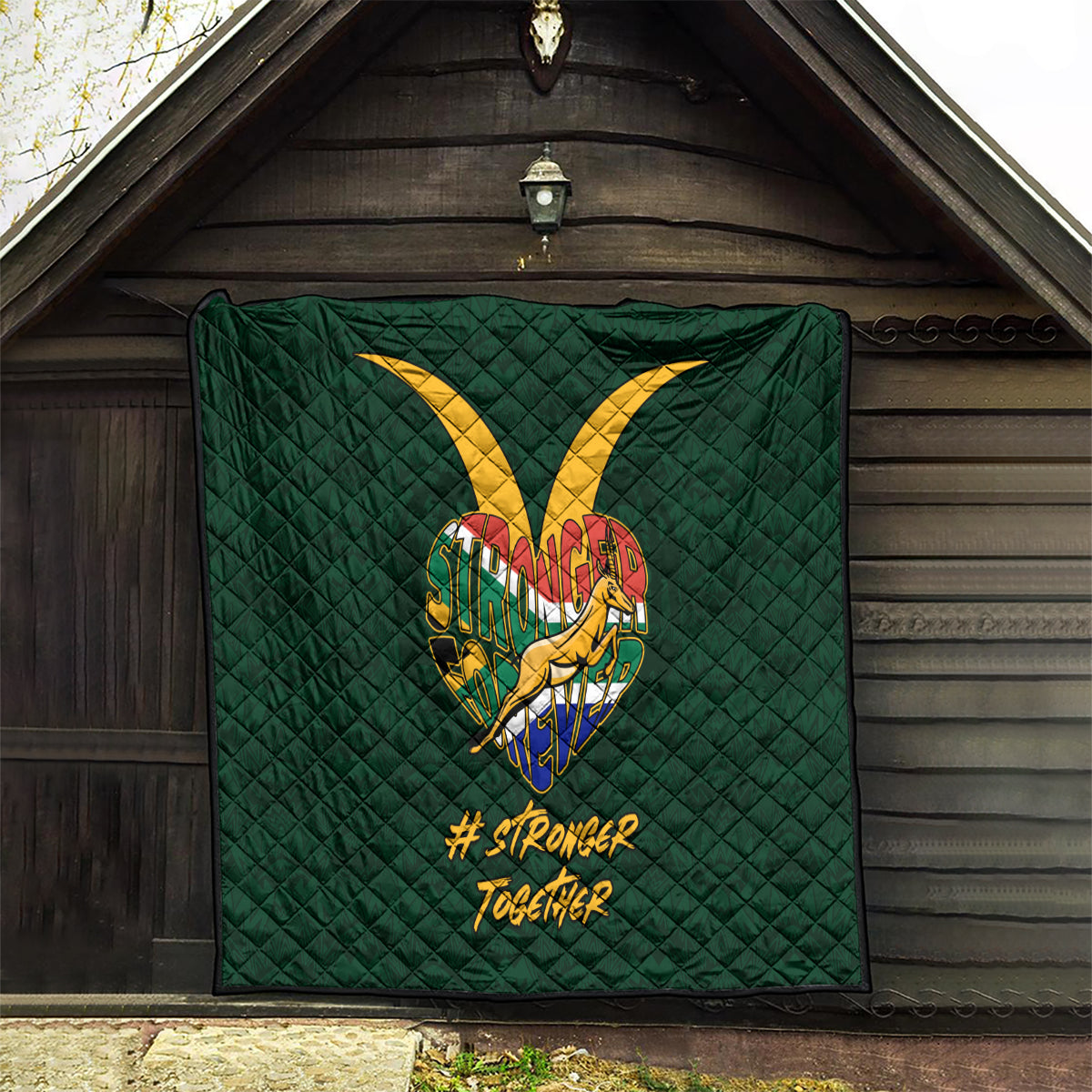Custom South Africa Rugby Quilt Stronger Together Stronger Forever Bokke World Cup 2023 - Wonder Print Shop