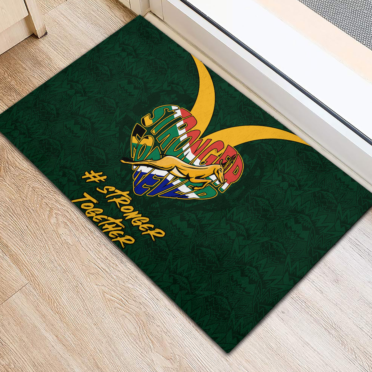 Custom South Africa Rugby Rubber Doormat Stronger Together Stronger Forever Bokke World Cup 2023 - Wonder Print Shop