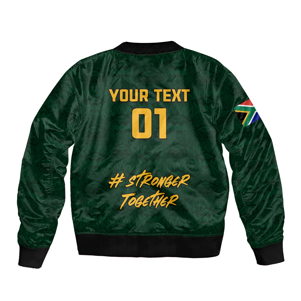 Custom South Africa Rugby Sleeve Zip Bomber Jacket Stronger Together Stronger Forever Bokke World Cup 2023 - Wonder Print Shop