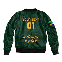 Custom South Africa Rugby Sleeve Zip Bomber Jacket Stronger Together Stronger Forever Bokke World Cup 2023 - Wonder Print Shop