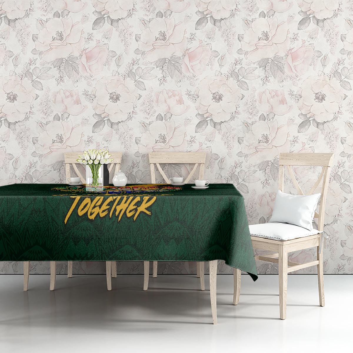 Custom South Africa Rugby Tablecloth Stronger Together Stronger Forever Bokke World Cup 2023 - Wonder Print Shop