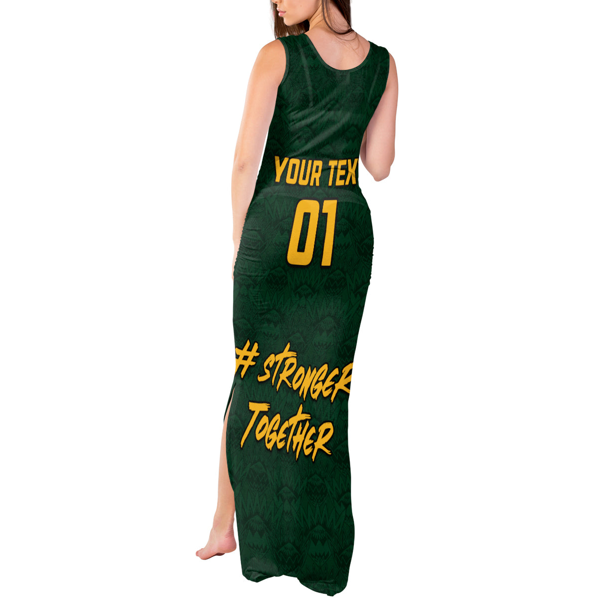 Custom South Africa Rugby Tank Maxi Dress Stronger Together Stronger Forever Bokke World Cup 2023 - Wonder Print Shop