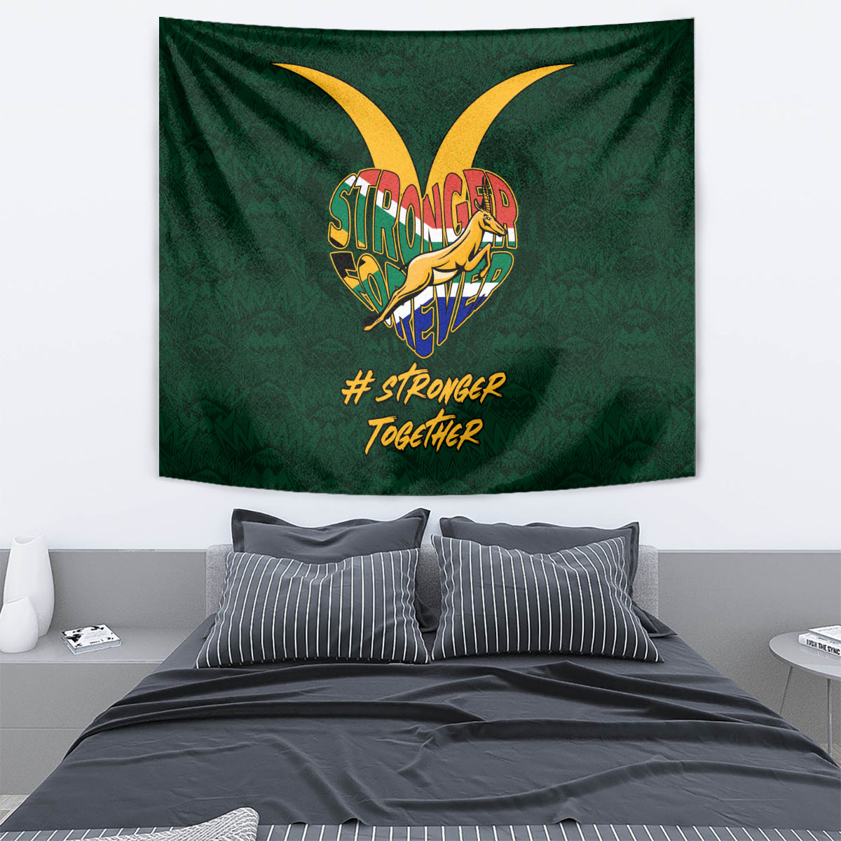 Custom South Africa Rugby Tapestry Stronger Together Stronger Forever Bokke World Cup 2023 - Wonder Print Shop