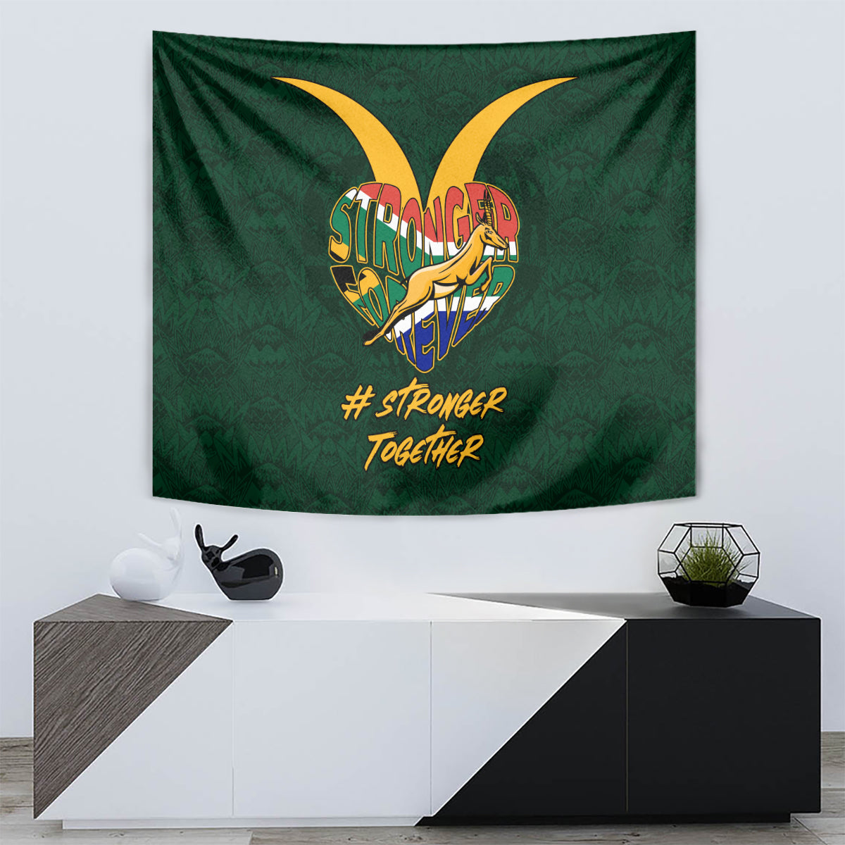 Custom South Africa Rugby Tapestry Stronger Together Stronger Forever Bokke World Cup 2023 - Wonder Print Shop