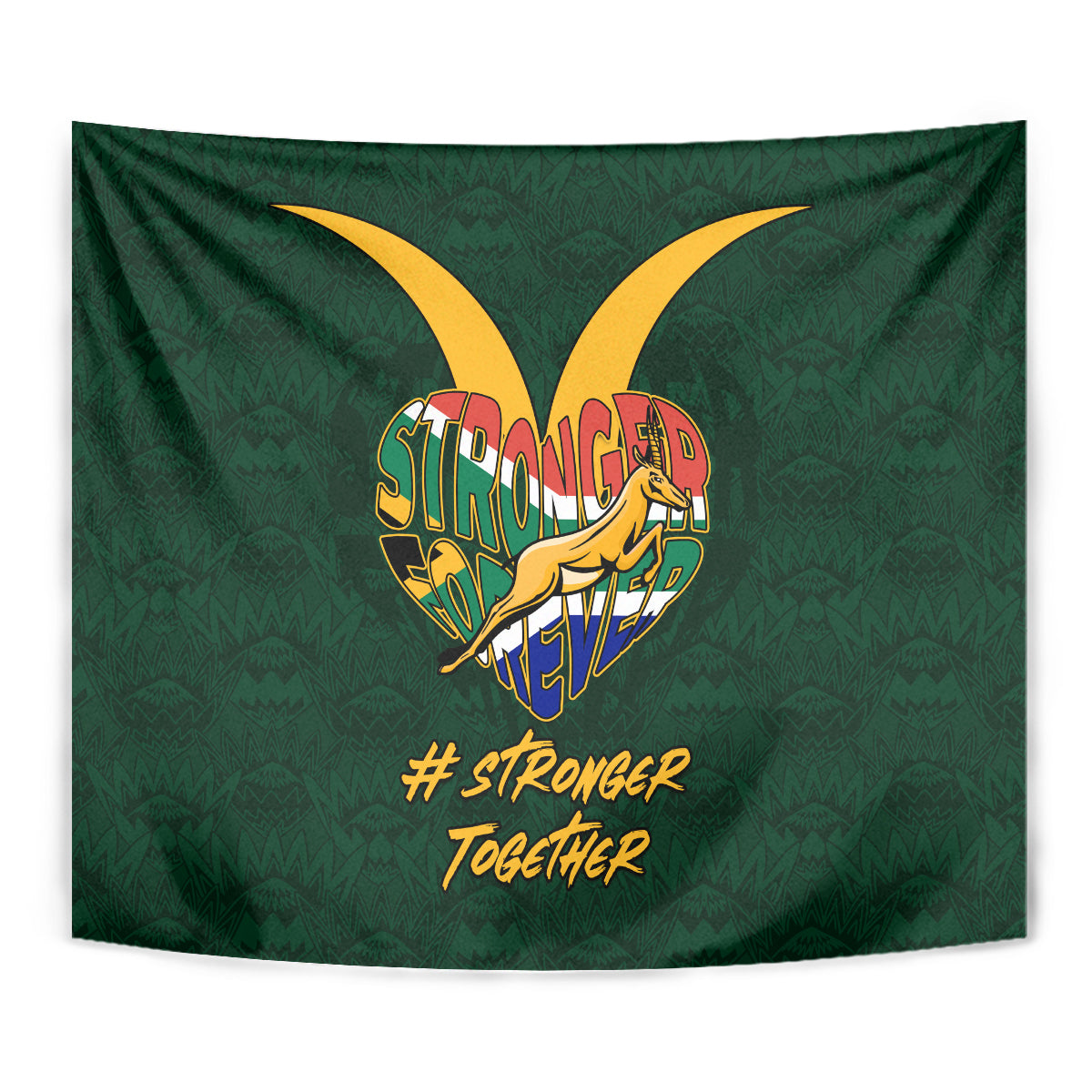 Custom South Africa Rugby Tapestry Stronger Together Stronger Forever Bokke World Cup 2023 - Wonder Print Shop