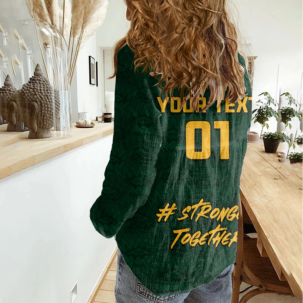 Custom South Africa Rugby Women Casual Shirt Stronger Together Stronger Forever Bokke World Cup 2023 - Wonder Print Shop