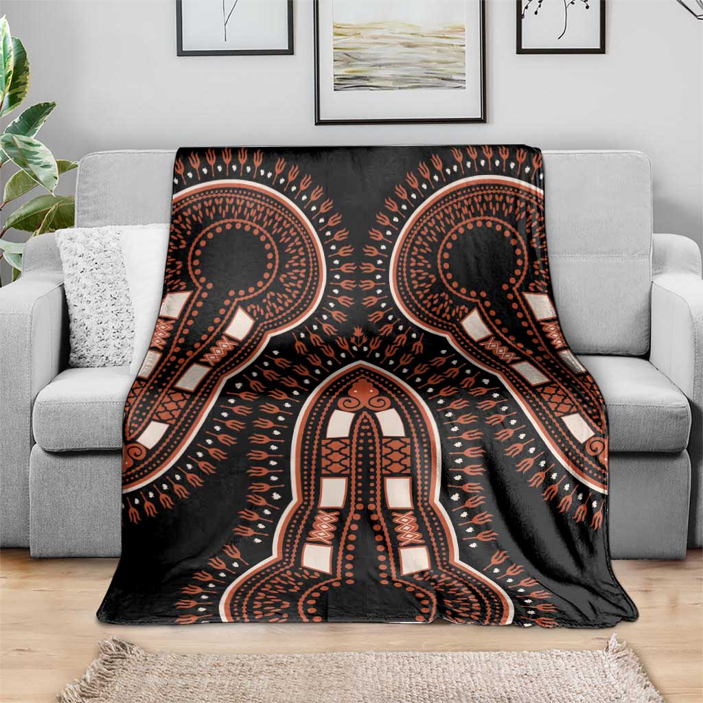 African Dashiki Pattern Vintage Blanket