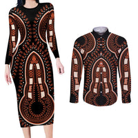 African Dashiki Pattern Vintage Couples Matching Long Sleeve Bodycon Dress and Long Sleeve Button Shirt - Wonder Print Shop