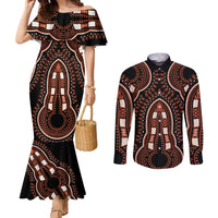 African Dashiki Pattern Vintage Couples Matching Mermaid Dress and Long Sleeve Button Shirt