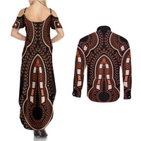 African Dashiki Pattern Vintage Couples Matching Summer Maxi Dress and Long Sleeve Button Shirt - Wonder Print Shop