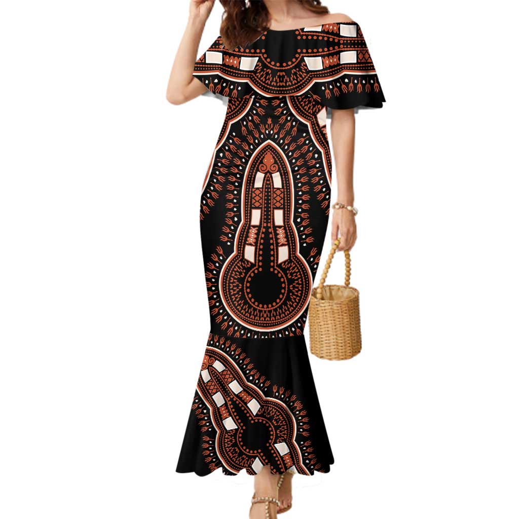 African Dashiki Pattern Vintage Family Matching Mermaid Dress and Hawaiian Shirt - Wonder Print Shop