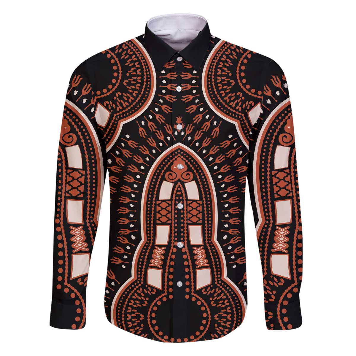 African Dashiki Pattern Vintage Family Matching Off The Shoulder Long Sleeve Dress and Hawaiian Shirt - Wonder Print Shop