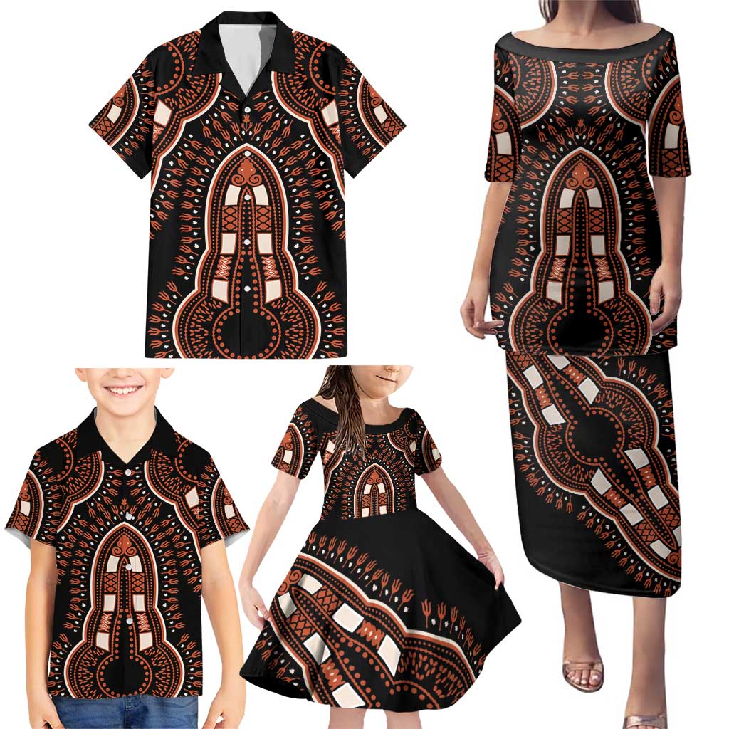 African Dashiki Pattern Vintage Family Matching Puletasi and Hawaiian Shirt - Wonder Print Shop