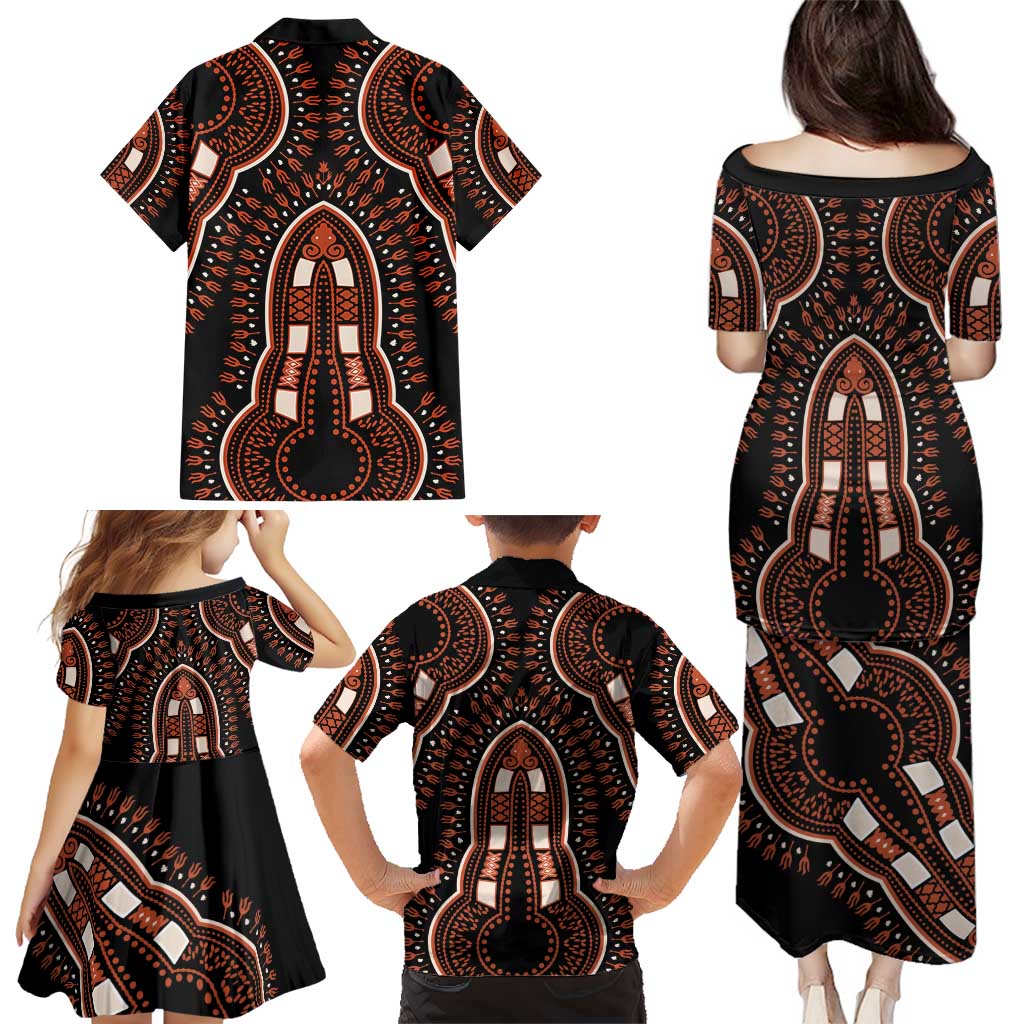 African Dashiki Pattern Vintage Family Matching Puletasi and Hawaiian Shirt - Wonder Print Shop