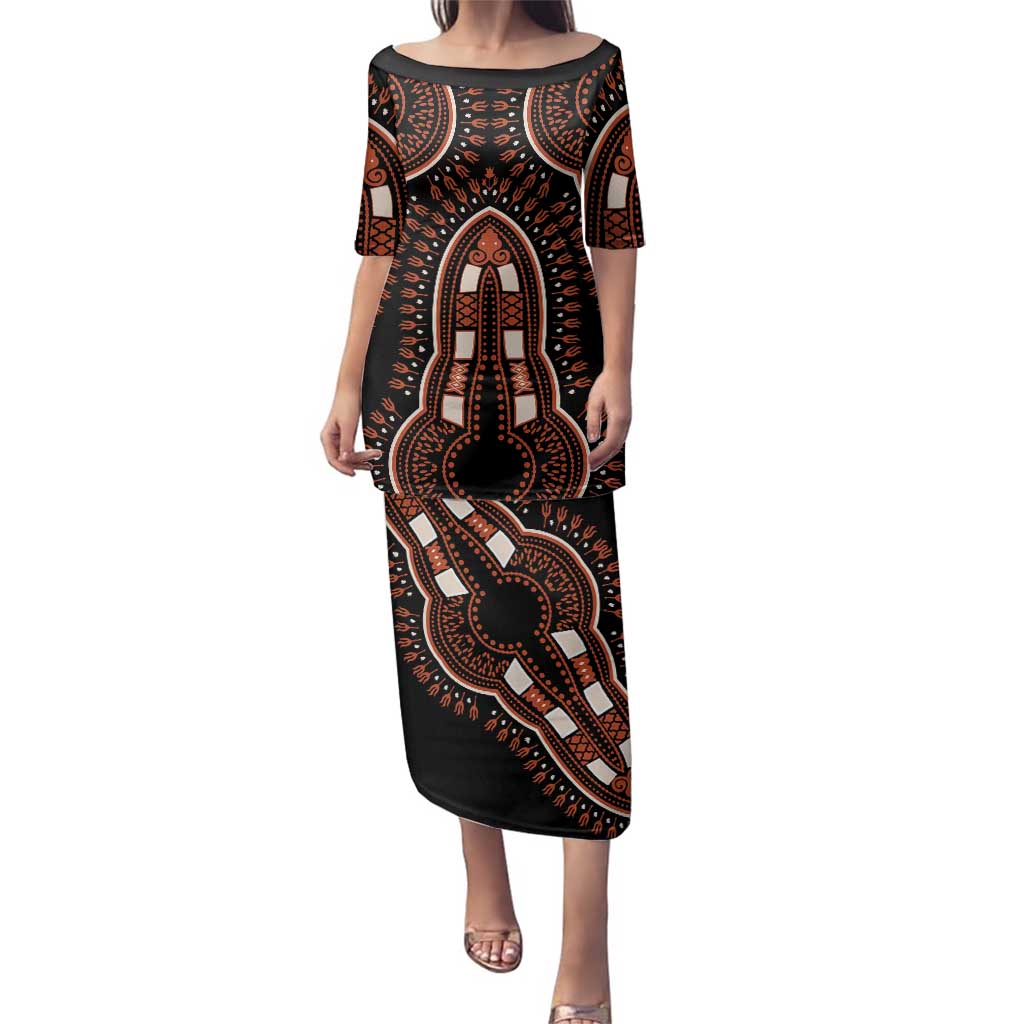 African Dashiki Pattern Vintage Family Matching Puletasi and Hawaiian Shirt - Wonder Print Shop