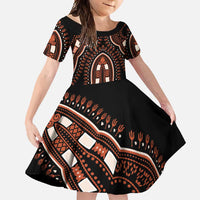 African Dashiki Pattern Vintage Family Matching Short Sleeve Bodycon Dress and Hawaiian Shirt - Wonder Print Shop