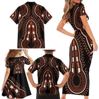 African Dashiki Pattern Vintage Family Matching Short Sleeve Bodycon Dress and Hawaiian Shirt - Wonder Print Shop