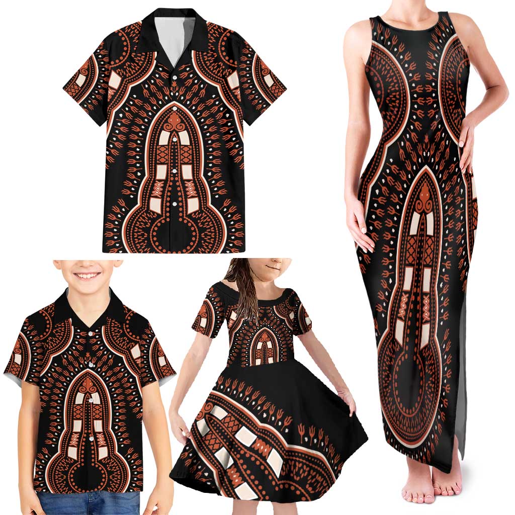 African Dashiki Pattern Vintage Family Matching Tank Maxi Dress and Hawaiian Shirt - Wonder Print Shop