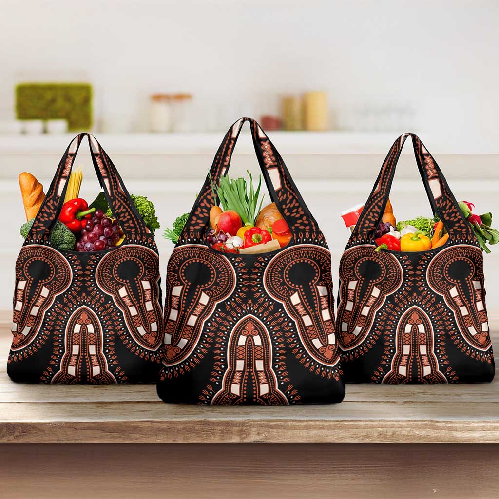 African Dashiki Pattern Vintage Grocery Bag