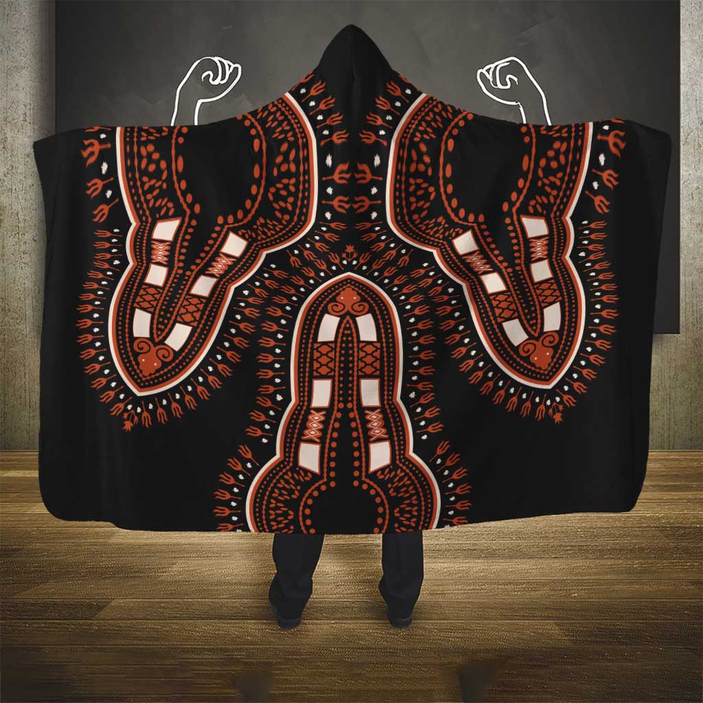 African Dashiki Pattern Vintage Hooded Blanket